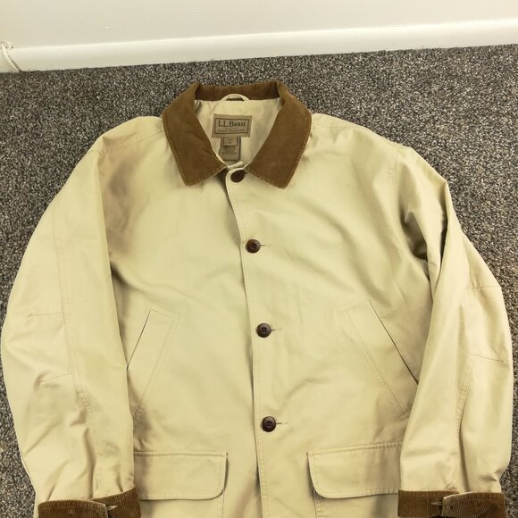 VTG LL Bean Jacket Canvas Chore Barn Corduroy Collar Flannel Lined Mens Large - Picture 2 of 13